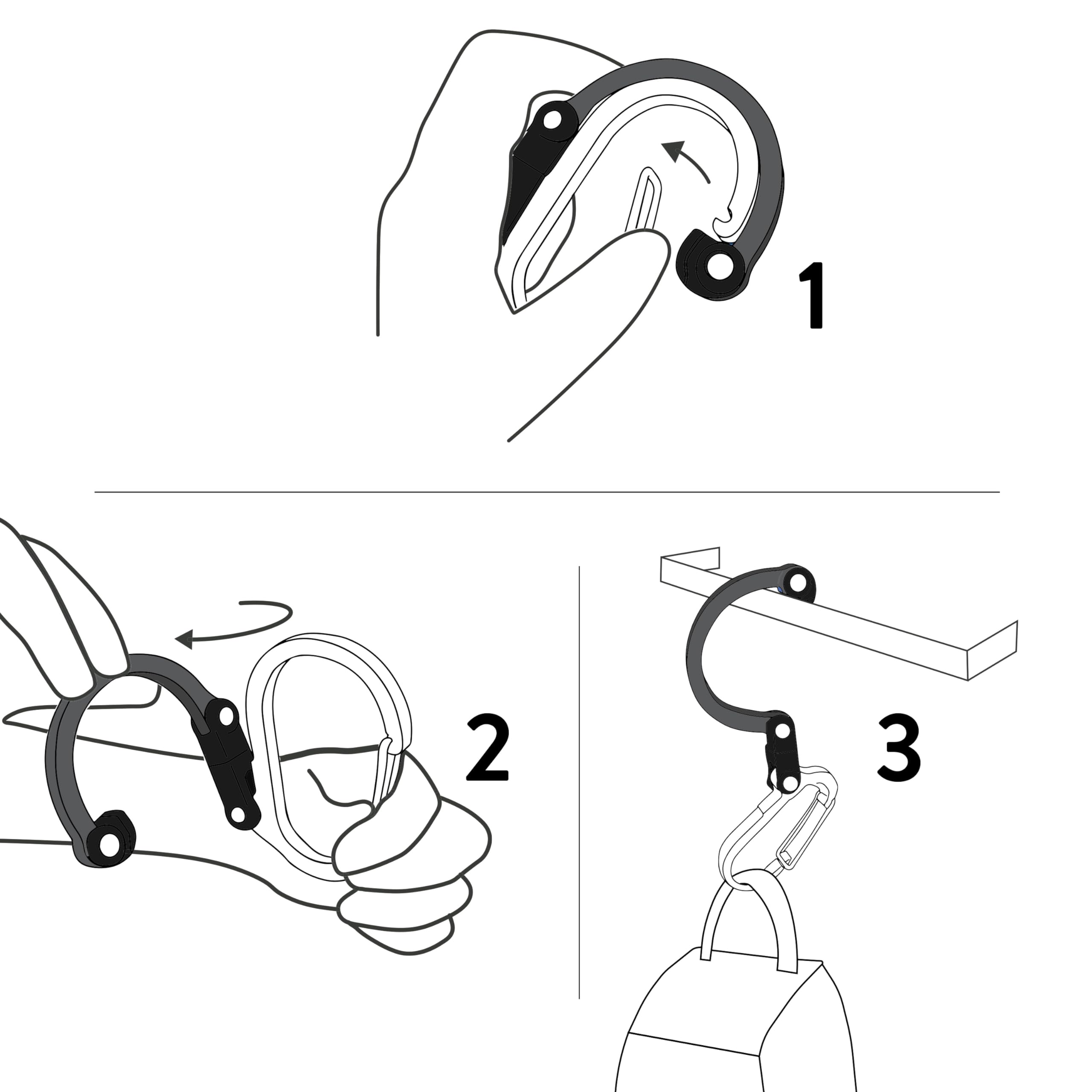 GEAR AID HEROCLIP Mini Carabiner Gear Clip & Hook - Compact Travel Accessory for Backpacks, Bags, and Outdoor Adventures