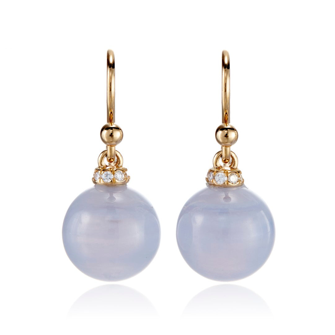 Blue Lace Agate & Diamond Empress Earrings - Elegant Dangle Earrings for Women, Perfect for Weddings, Parties & Special Occasions