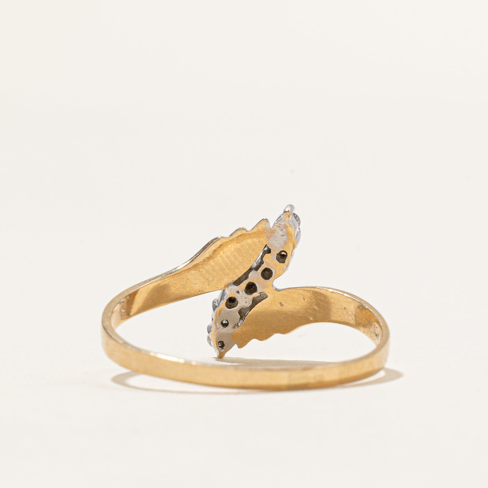 0.08ctw Diamond Wave Bypass Ring - Size 10.5 | Elegant Stackable Wedding Band for Women | Perfect for Anniversary, Engagement & Everyday Wear