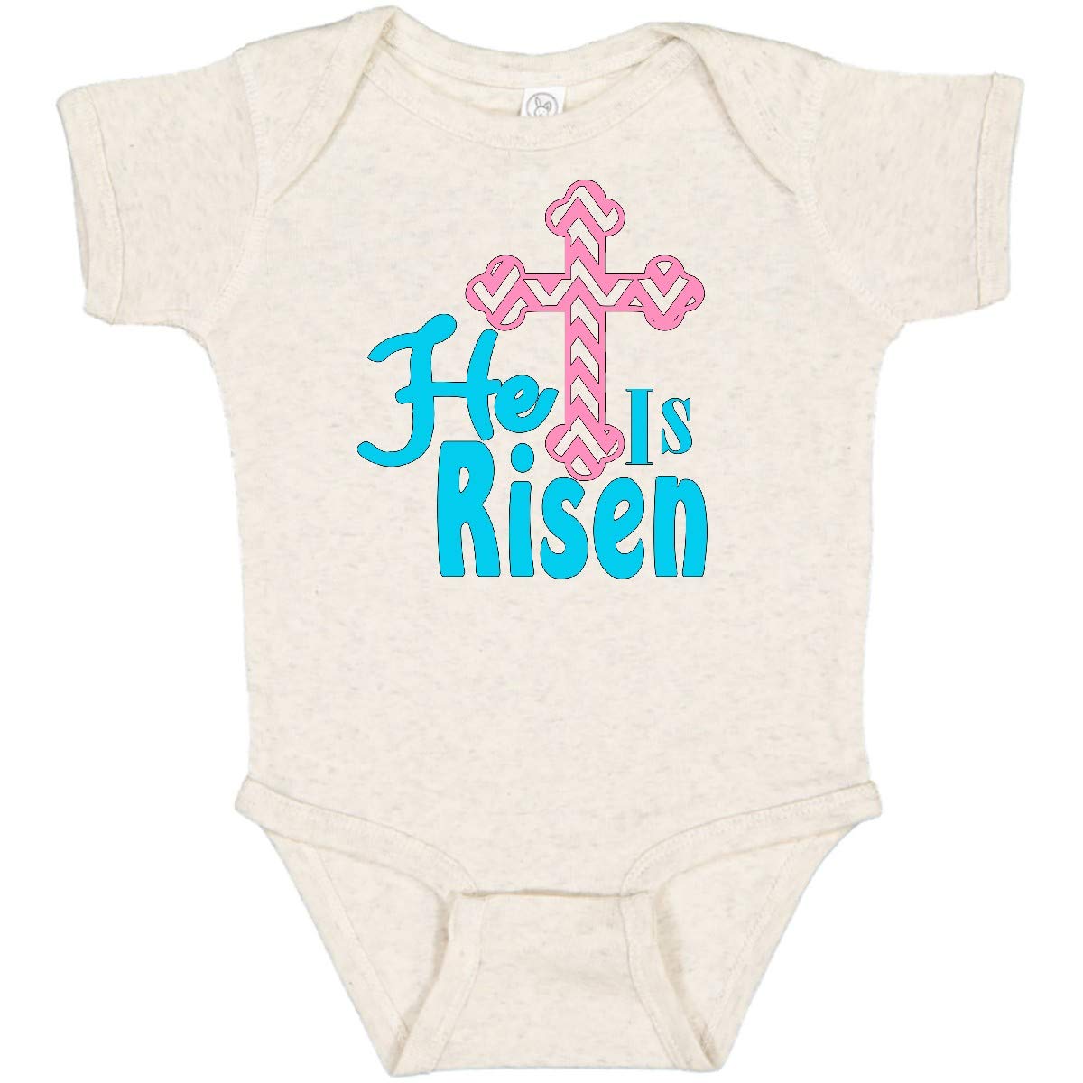 Inktastic Easter He is Risen Pink Cross Baby Bodysuit - Cute Christian Outfit for Easter Sunday, Baby Baptism & Church Events