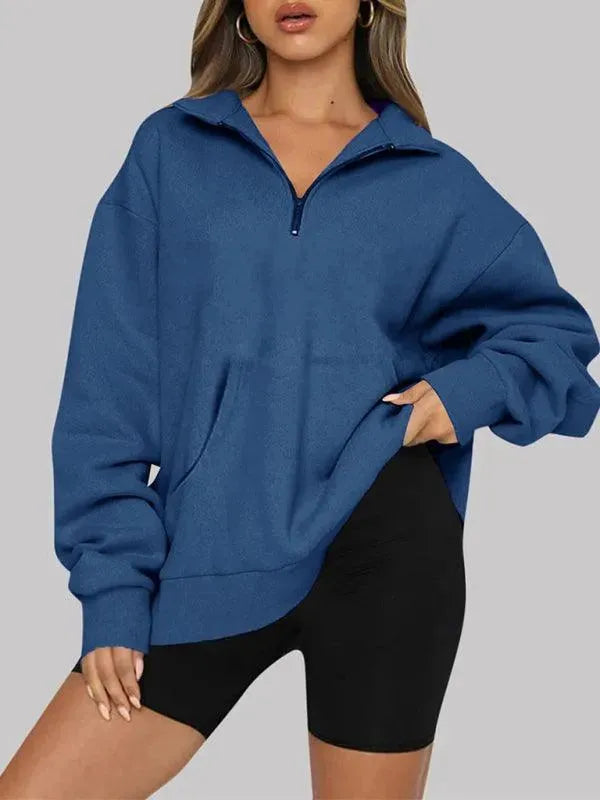 Front Pocket Zipper Women's Sweatshirt - Cozy Pullover Hoodie with Kangaroo Pocket for Casual Wear, Gym & Outdoor Activities