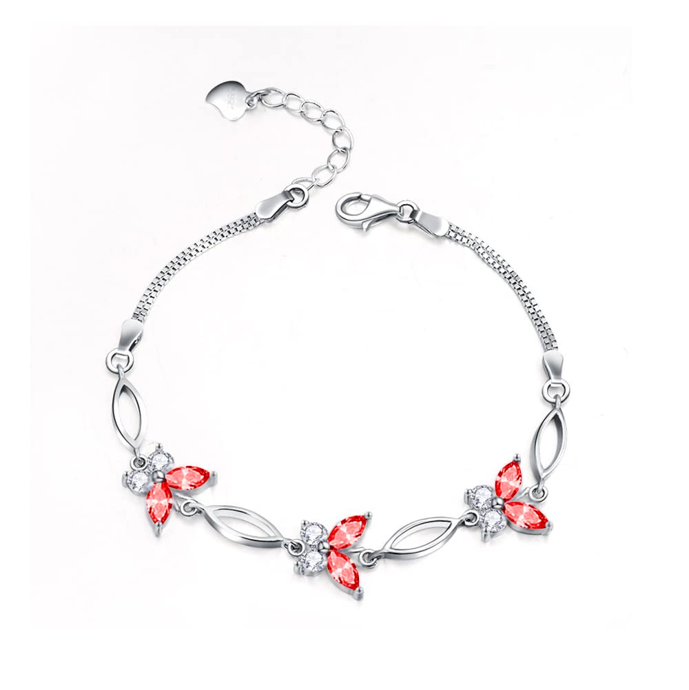 S925 Sterling Silver Purple Butterfly Bracelet for Women - Elegant & Dainty Adjustable Wrist Jewelry Gift for Teen Girls, Birthday, Anniversary (Perfect for Everyday Wear & Special Occasions)