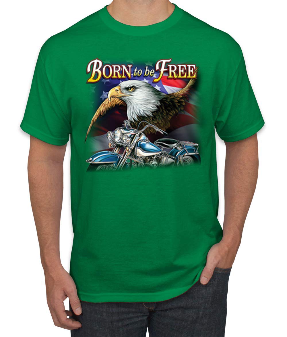 Born to Be Free Bald Eagle & American Flag Graphic T-Shirt for Men - Patriotic Casual Wear for Car Enthusiasts & Truck Lovers
