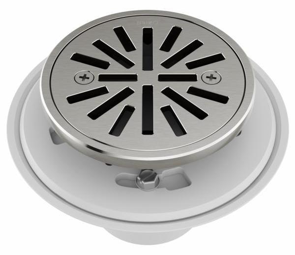 4-Inch Round Shower Drain in Luxe Nickel Finish - BT061414 NK by Brizo - Perfect for Modern Bathroom Renovations and Luxury Shower Installations