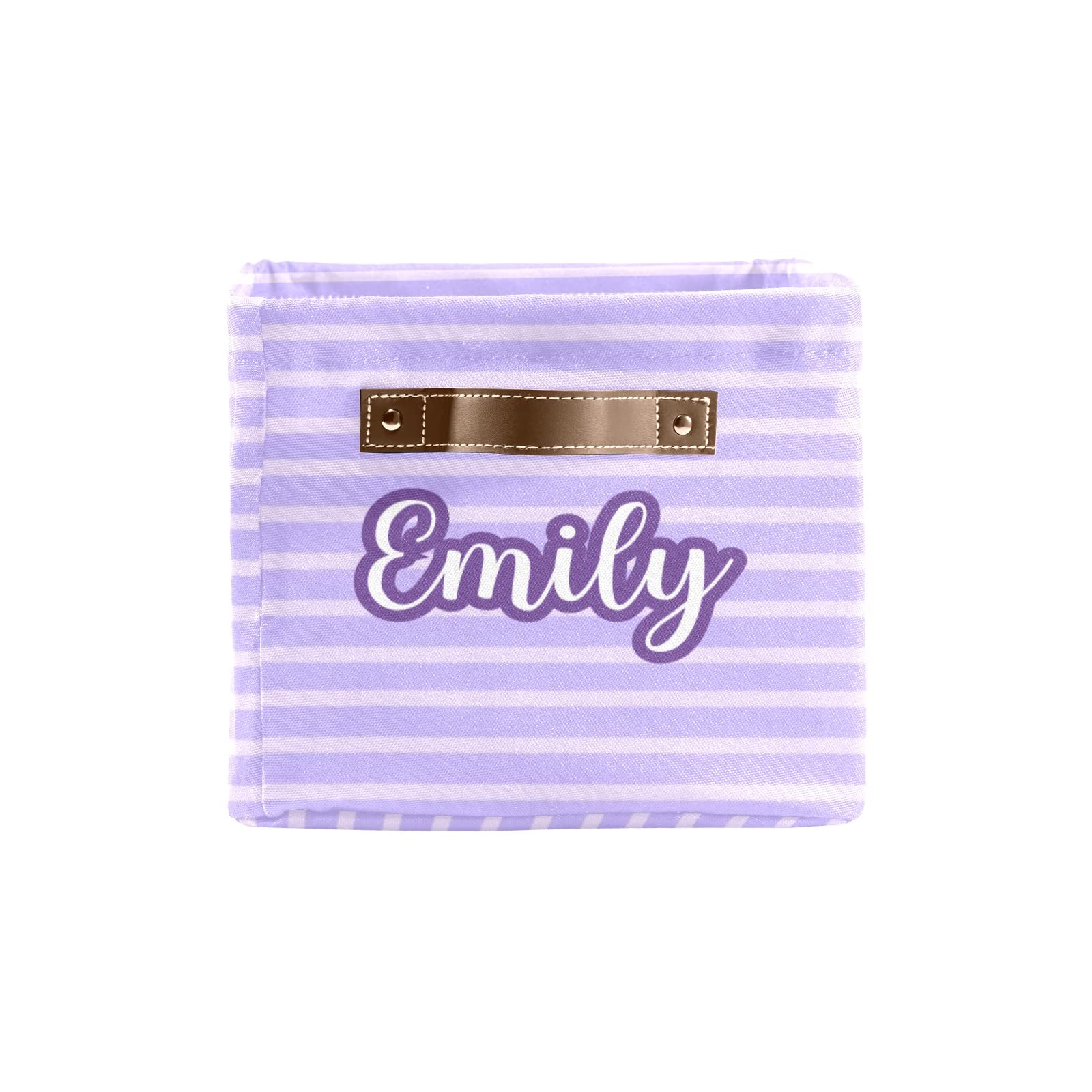 Custom Personalized Collapsible Storage Bin Box with Name - Purple & Pink Stripes Closet Organizer for Clothes, Toys, Nursery & Pet Supplies | Perfect for Home Organization, Baby Room & Pet Storage