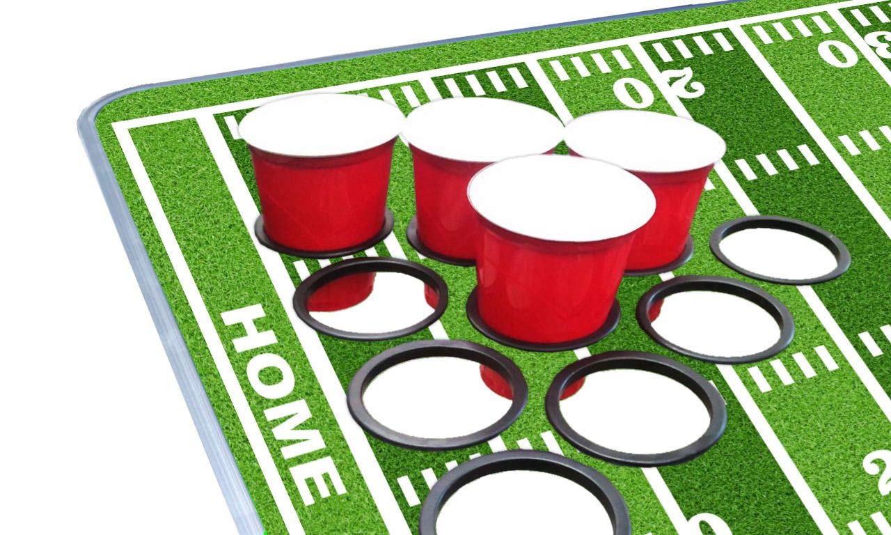 Professional 8-Foot Beer Pong Table with Cup Holes - Football Field Design for College Parties, Tailgating & Outdoor Games