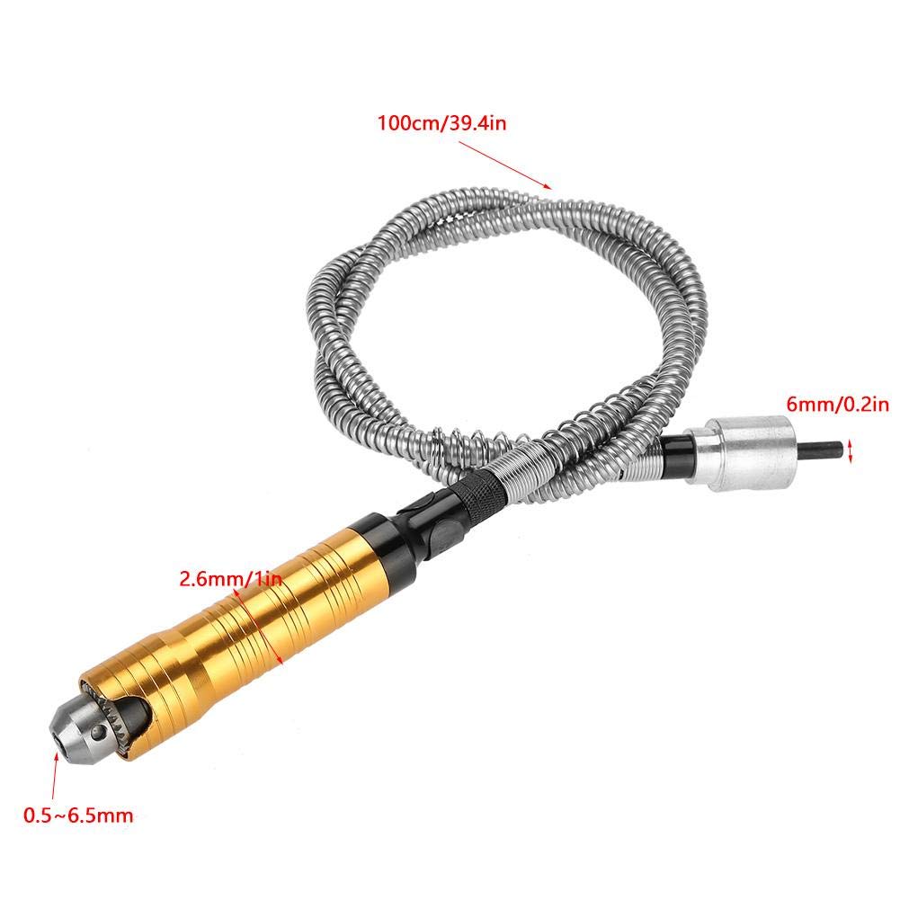 Flexible Shaft Rotary Tool Kit - 6mm Flex Shaft Attachment for Electric Drill, Rotary Grinder with 0.5-6.5mm Chuck & Carbide Drill Bits - Perfect for DIY Projects, Jewelry Making, Metal Engraving & Wood Carving