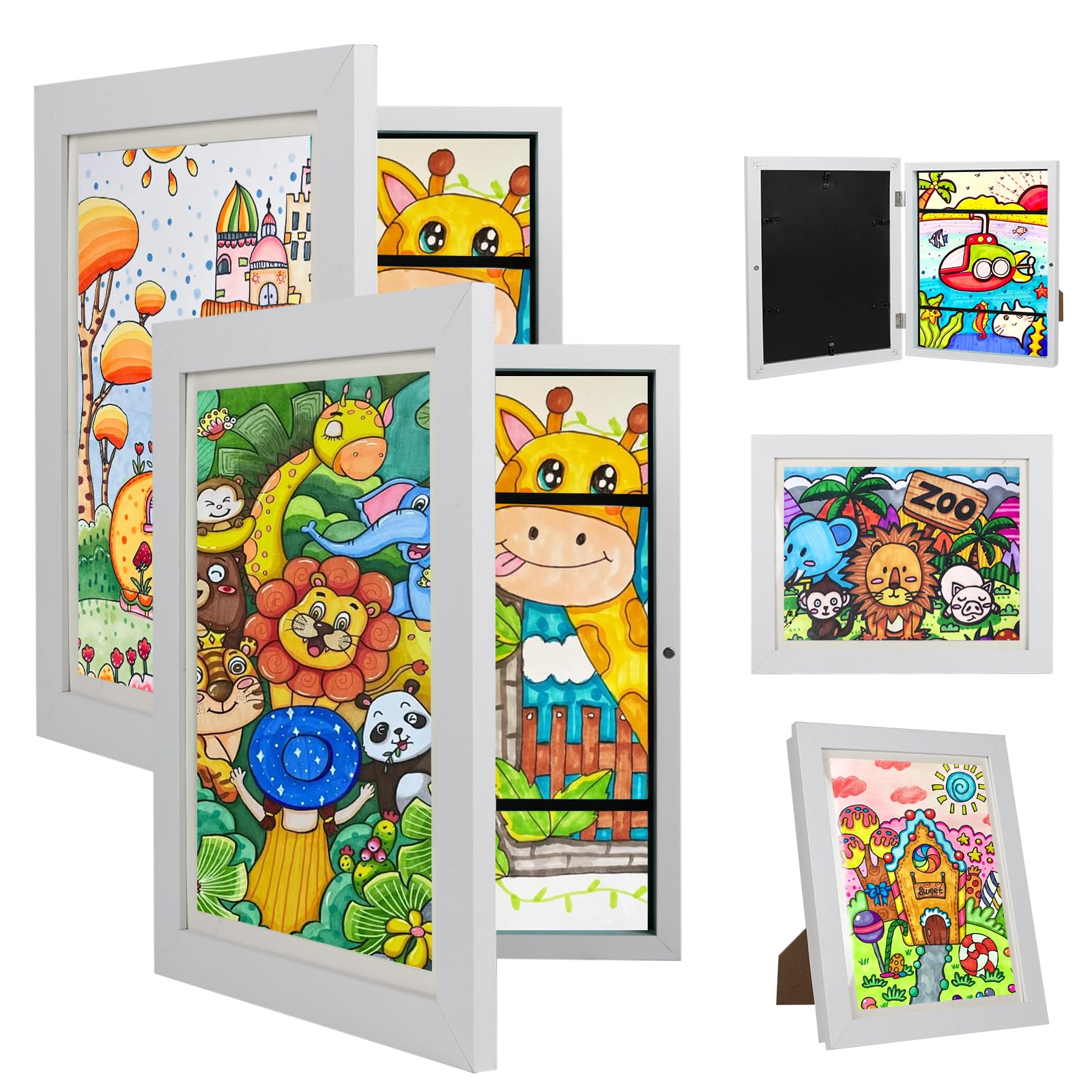 Kids Art Frame 10x12.5 - Changeable Front Opening Display with Storage | Perfect for Bedroom & Classroom Decor