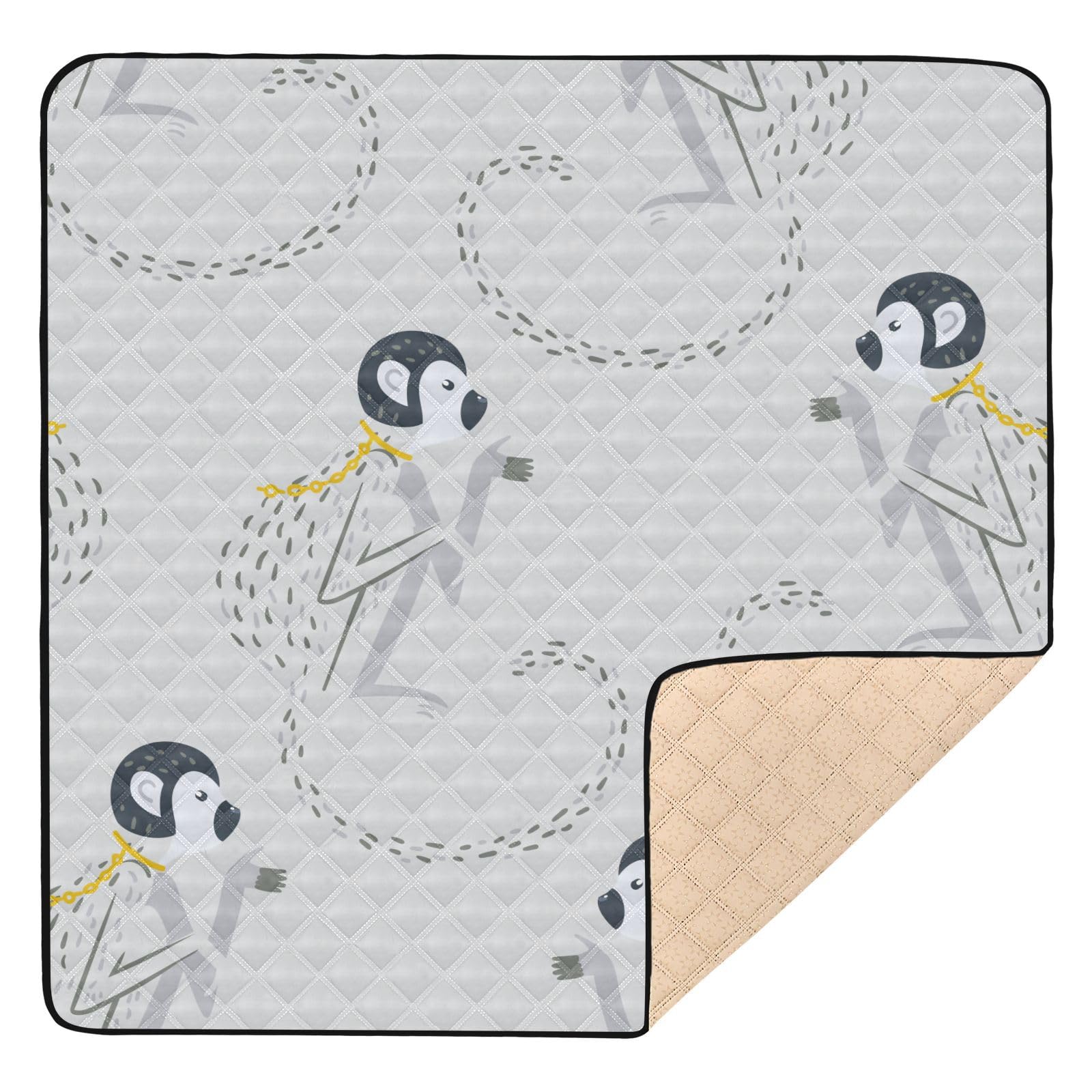 Vintage Chinoiserie Style Monkey Baby Play Mat - 50