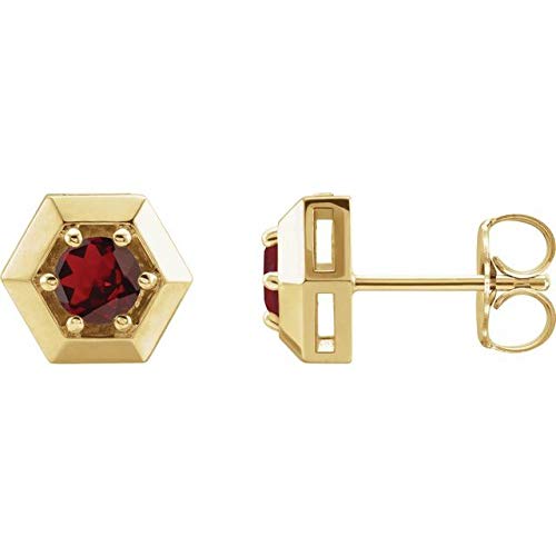 14k Yellow Gold Mozambique Garnet Geometric Earrings for Women | Fine Jewelry Gifts for Her | Elegant Everyday Wear & Special Occasions