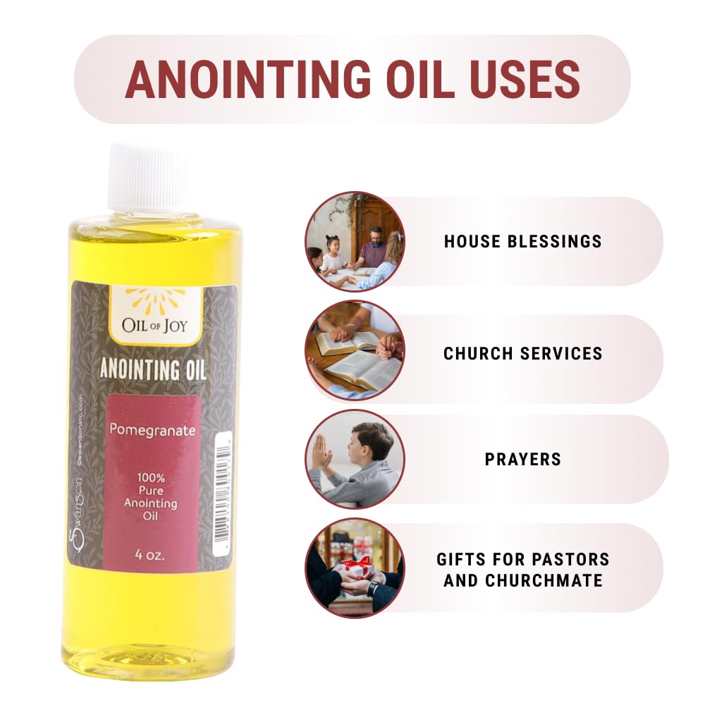Pomegranate Anointing Oil for Prayer & Christian Worship - 4oz Holy Oil of Joy - Perfect for Spiritual Healing, Bible Study & Church Ceremonies