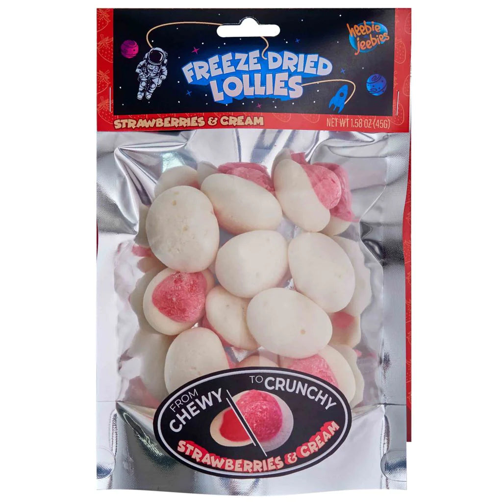 Freeze Dried Strawberries and Cream Candy - Heebie Jeebies 48g - Sweet Snack for Parties, Gifts & On-the-Go Treats