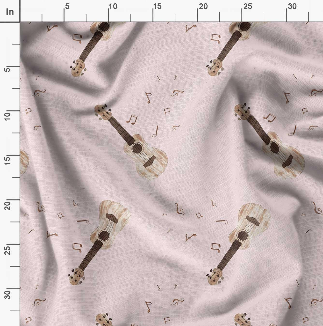 Soimoi Moss Georgette Brown Fabric by The Yard - 42 Inch Wide Printed Fabric for Dresses, Curtains & Home Decor | Musical Instrument Pattern Fabric for DIY Crafts & Sewing Projects