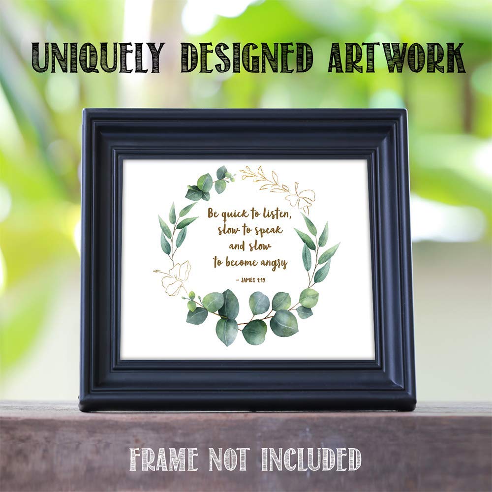 Book of James Bible Verse Wall Art - 11x14 Unframed Inspirational Quotes & Motivational Decor for Men - Perfect for Living Room, Office & Coach Gifts - Christian Home Decor & Positive Scripture Artwork