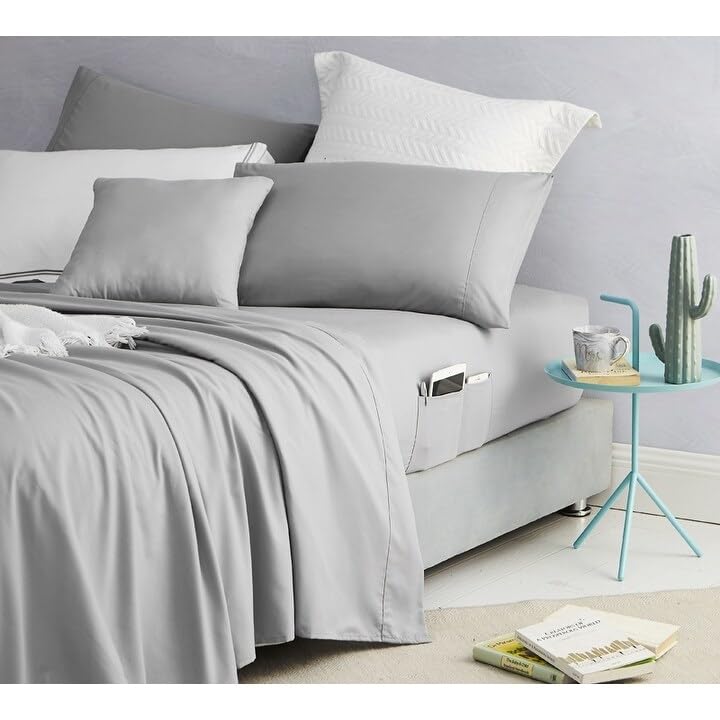 Byourbed Bedside Pocket Sheet Set - Ultra Soft Alloy Fabric Queen Size Fitted Sheet with Deep Pockets for Easy Fit - Perfect for Bedroom, Guest Room, Dorm & RV Use