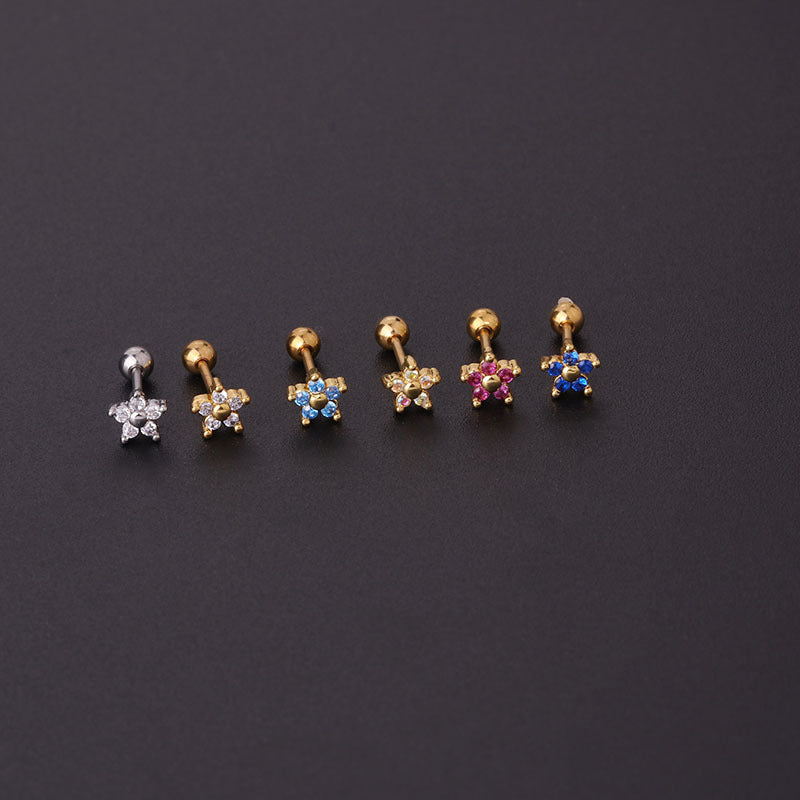 20G Surgical Steel Color Flower Helix Stud Earrings | HSPJ627 - Hypoallergenic Cartilage Piercing Jewelry for Women & Men, Perfect for Everyday Wear & Special Occasions