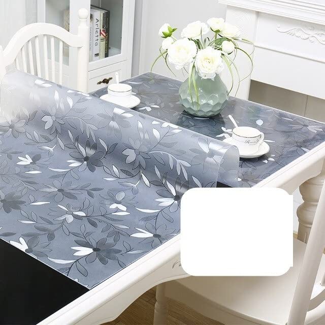 Waterproof PVC Tablecloth - Transparent Kitchen Table Cover, Oil-Resistant & Durable 1.0mm Thick (50x200cm, Cosmos Flower Pattern) - Perfect for Dining Tables, Picnics, and Outdoor Events