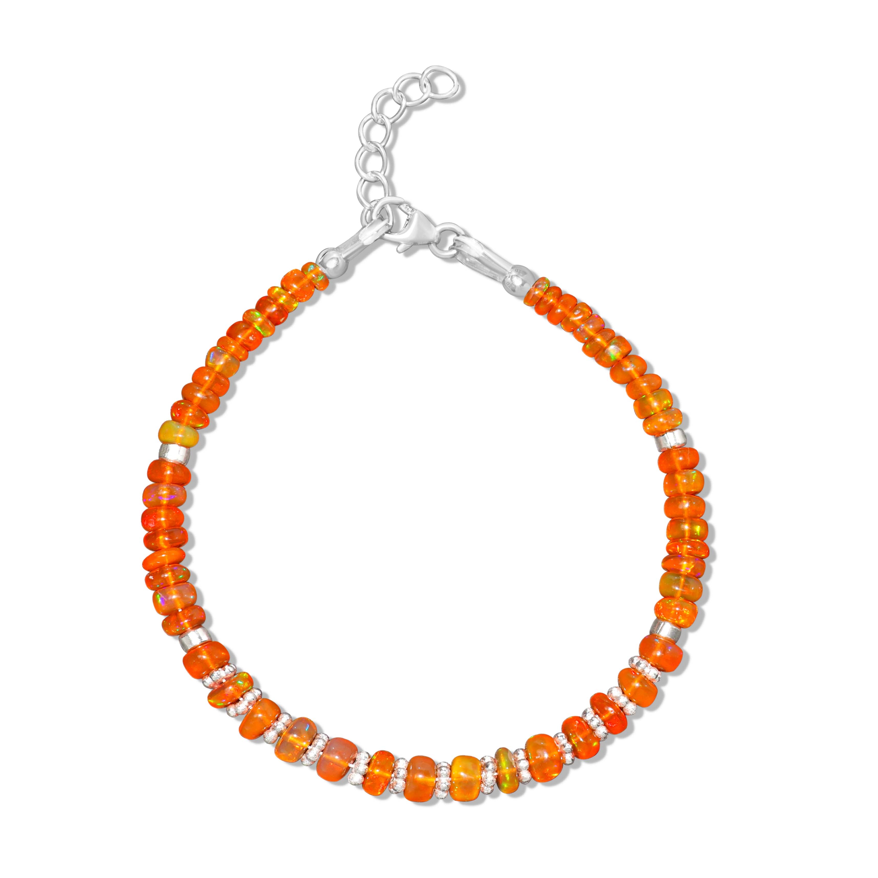 Natural Orange Opal Rondelle Beaded Bracelet - Handmade Gemstone Jewelry for Women, Boho Chic Accessory - Perfect for Parties, Weddings & Everyday Wear