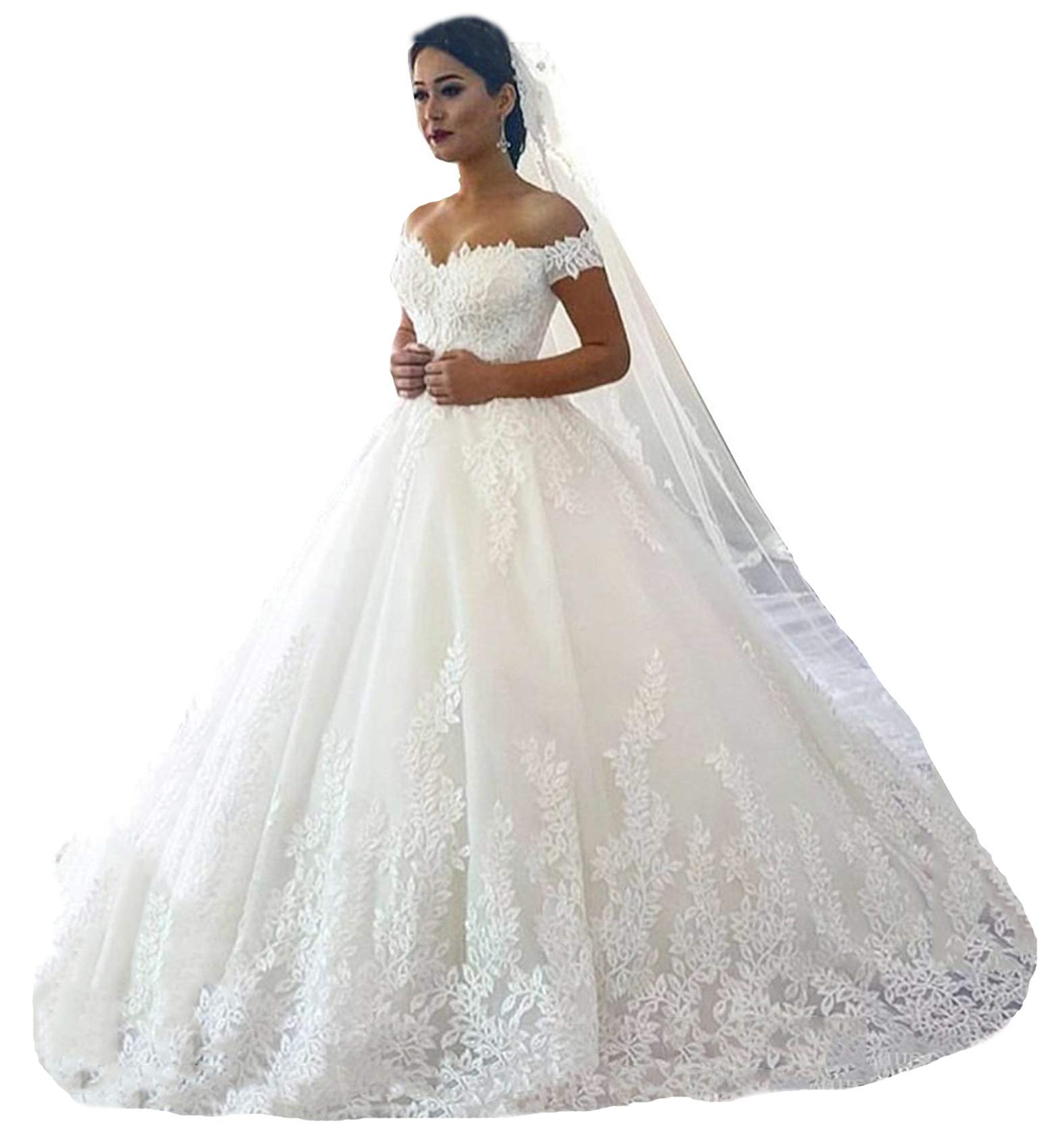 Elegant White Lace Wedding Dresses for Women 2023 - Ball Gown Bridal Gowns for Church, Beach & Formal Weddings
