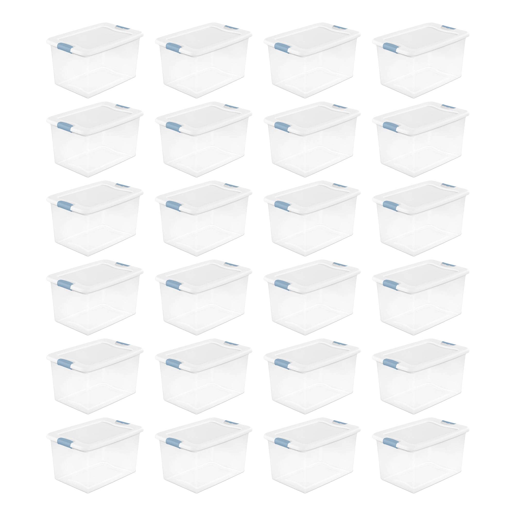Sterilite 24-Pack 64 Quart Clear Plastic Stackable Storage Bins with Secure Latching Lids - Perfect for Home Organization, Garage Storage & Moving Supplies