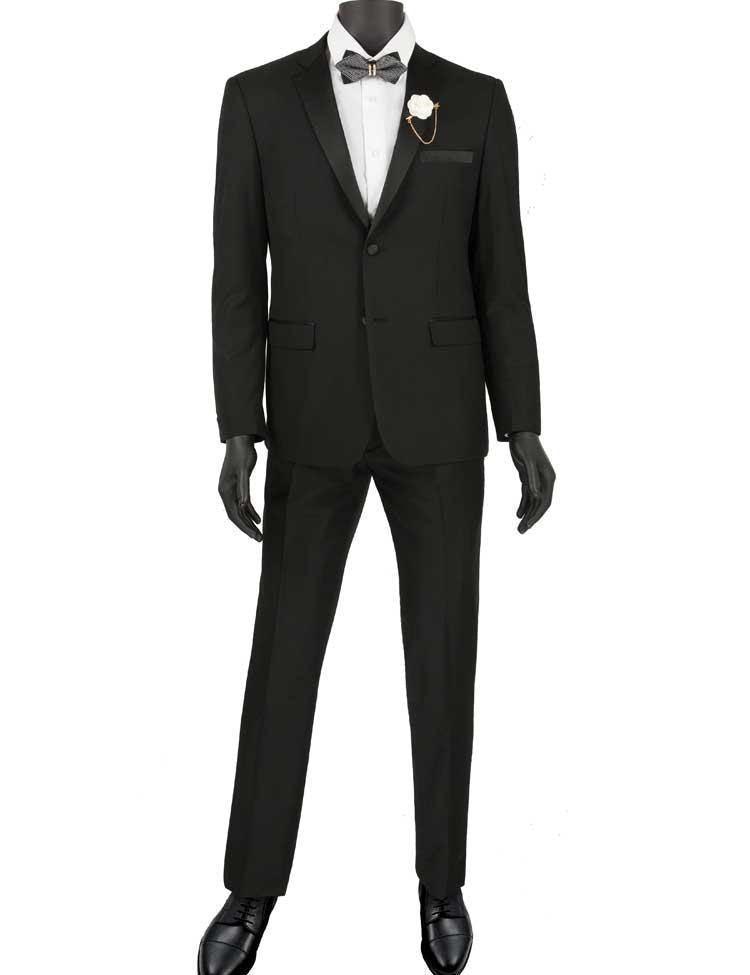 Ultra Slim Fit Black 2 Piece Tuxedo Suit for Men - Formal Wedding, Prom, Gala & Special Occasions
