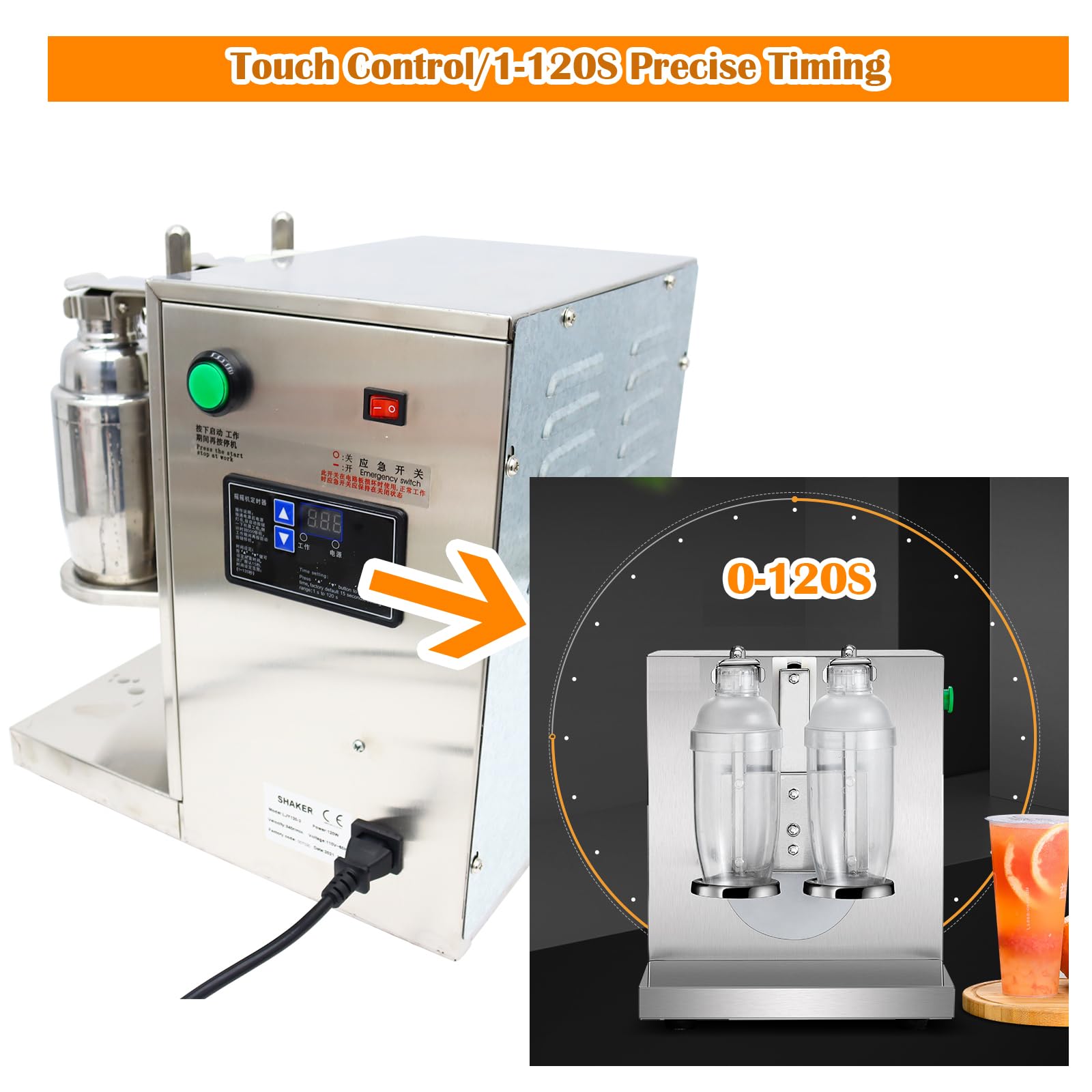INTBUYING Automatic Bubble Tea Shaker Machine - Dual Station Electric Milk Tea Mixer with 4 Stainless Steel Mugs for Boba, Coffee & Beverages | Perfect for Tea Shops, Cafes & Home Use