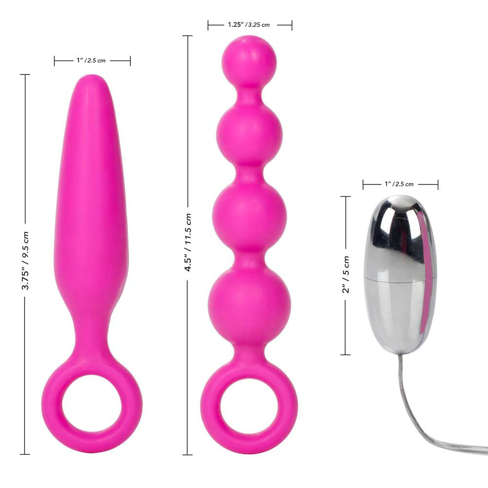 Booty Call Booty Vibro Kit with Anal Plug, Beads & Bullet Vibrator - Couples Adult Toy Set for Enhanced Intimacy & Sensual Play