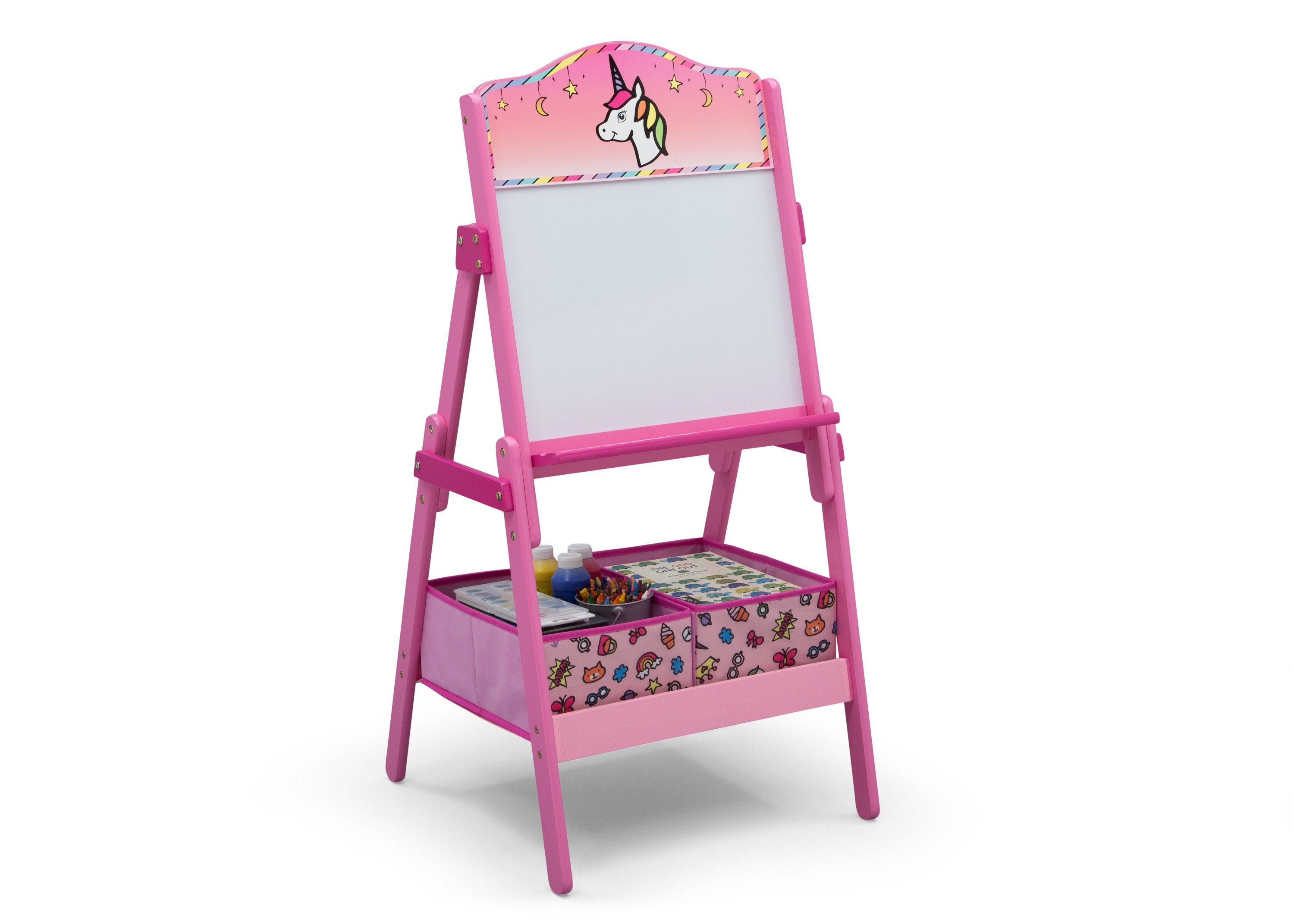 Rainbow Dreams Wooden Activity Easel with Storage - Double-Sided Kids Art Easel with Chalkboard & Whiteboard - Perfect for Home, Classroom & Preschool Creative Play