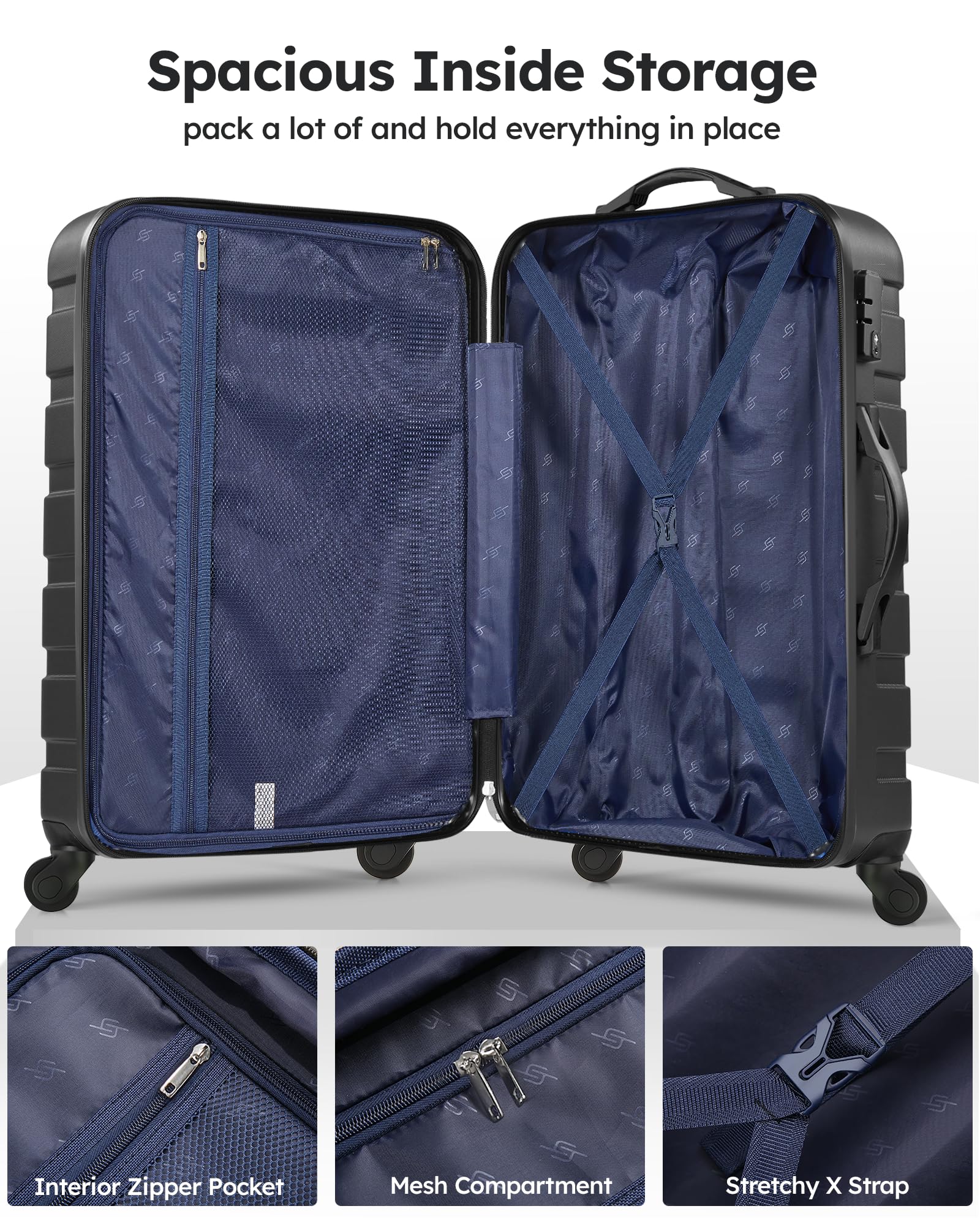Suitour 2-Piece Hard Shell Luggage Set with Spinner Wheels & TSA Lock - 20
