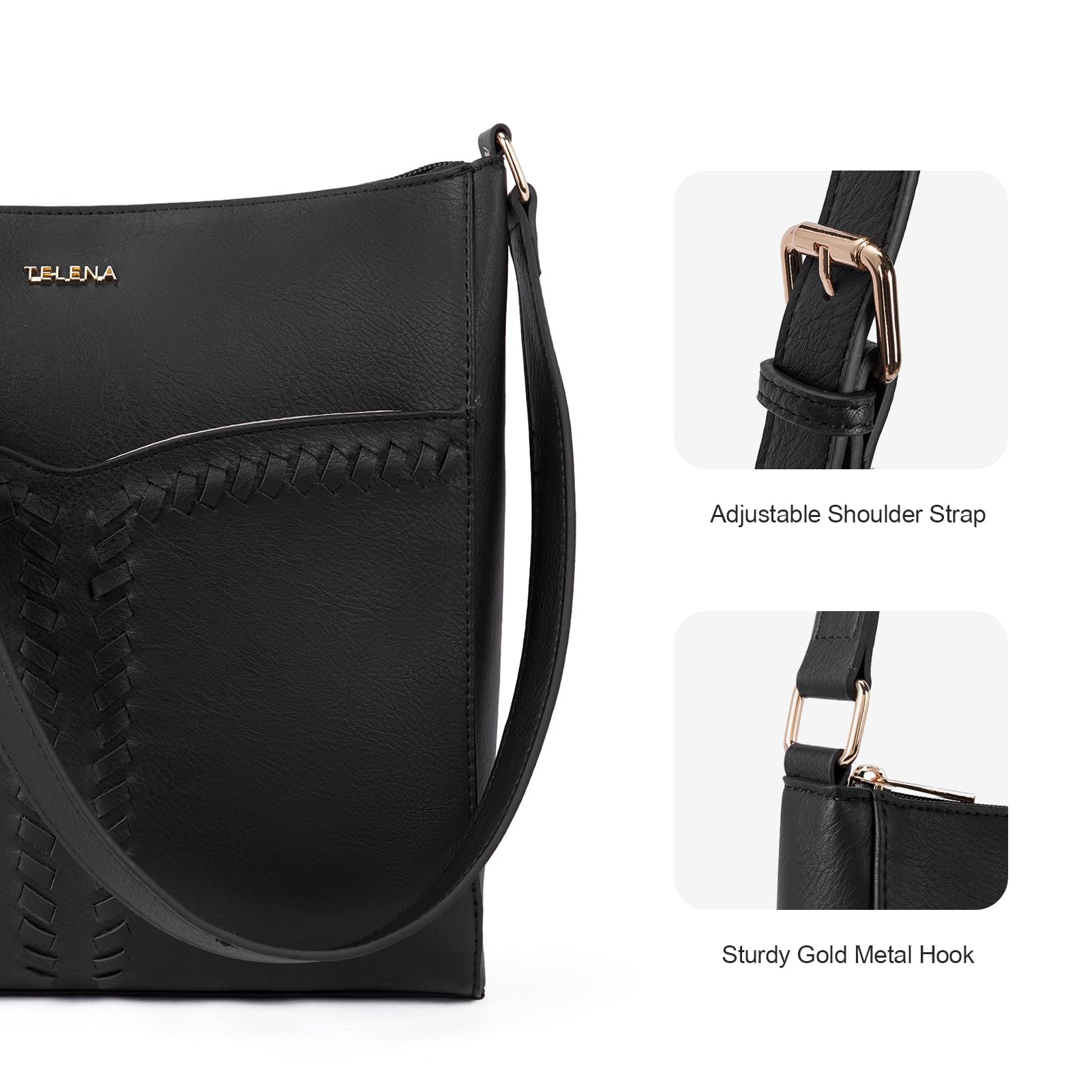 Trendy Vegan Leather Crossbody Purses for Women - Adjustable Guitar Strap Bucket Hobo Handbags | Perfect for Daily Use, Travel & Shopping