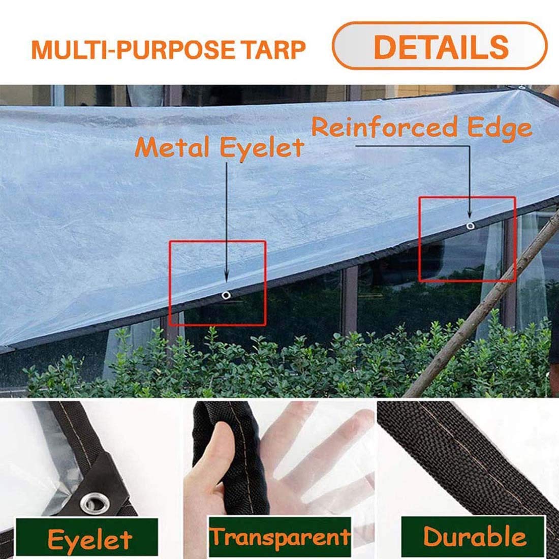 Heavy Duty Waterproof Clear Poly Tarps 20'X26', 5 Mil Thick Tarpaulin with Reinforced Metal Grommets - Multipurpose Protective Cover for Nursery, Greenhouse, Garden, Camping, Construction & Outdoor Use