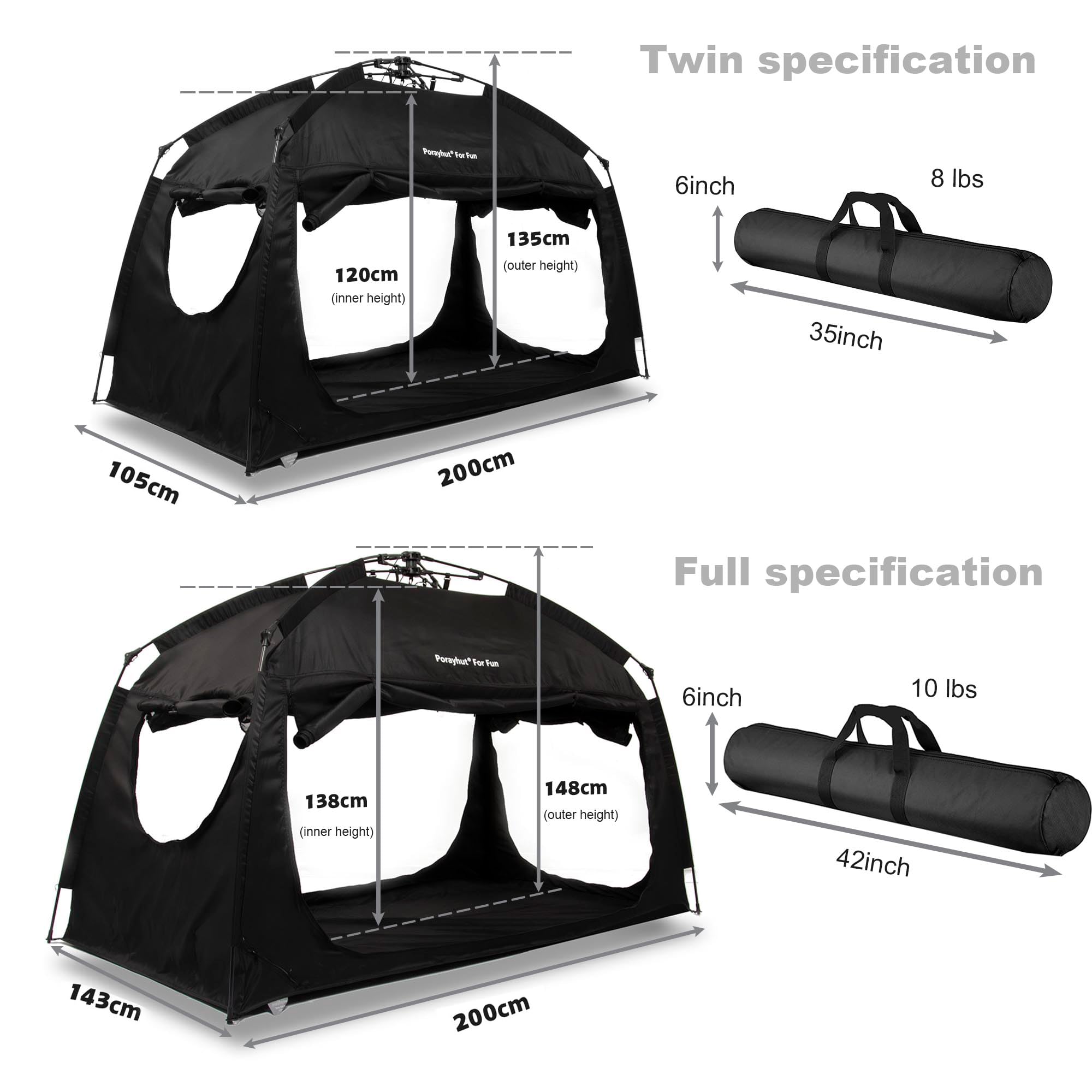 Black Twin Size Indoor Instant Privacy Bed Tent - Quick Set Up Sleeping Canopy with 3 Doors & Spacious Design | Perfect for Dorm Rooms, Guest Beds & Privacy Solutions