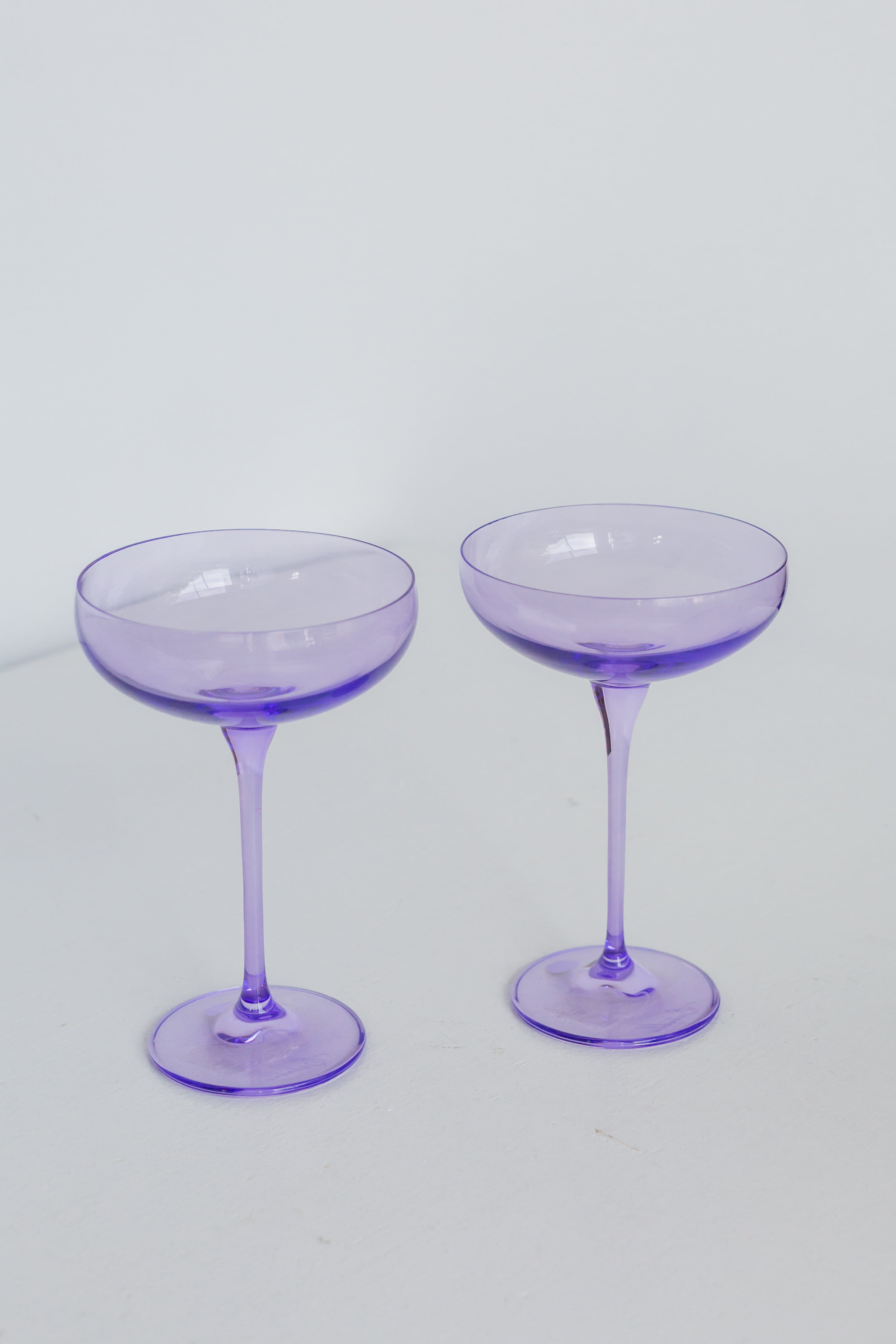 Estelle Colored Champagne Coupe Glasses Set of 2 - Elegant Lavender Stemware for Weddings, Bridal Showers & Special Occasions