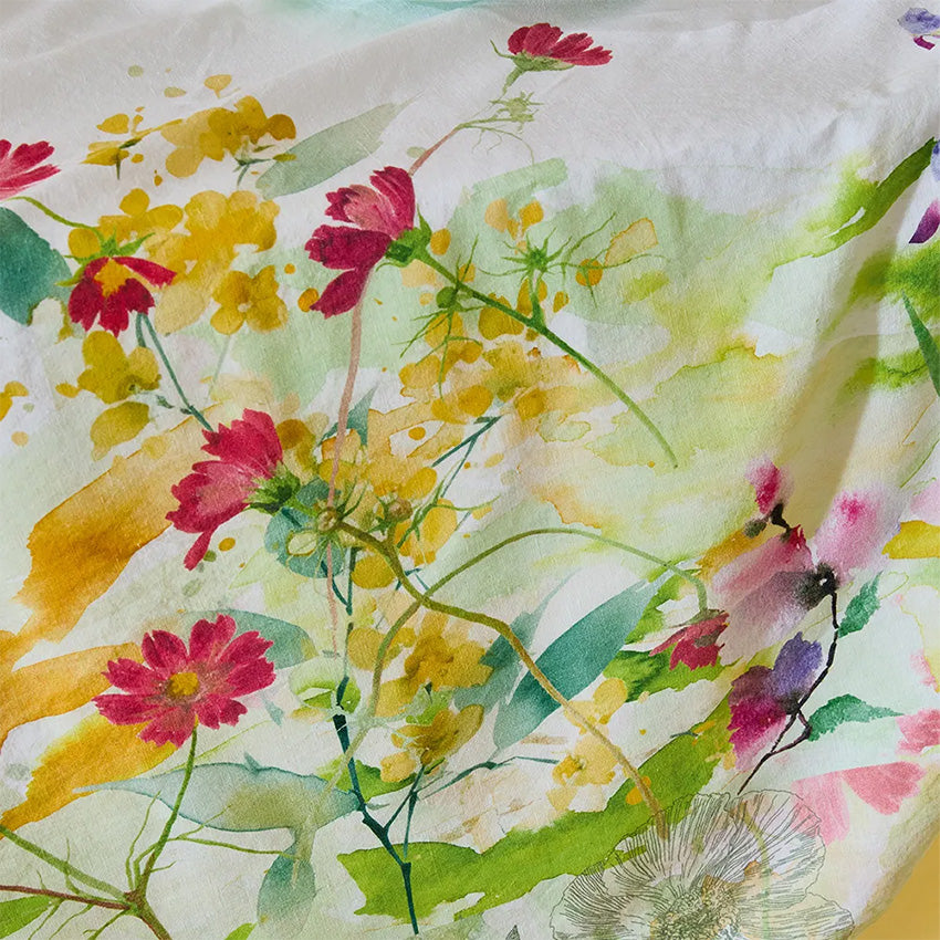 Garnier Thiebaut Floral Spring Print Tablecloth - Elegant Cotton Table Cover for Dining Room, Kitchen, and Outdoor Picnics