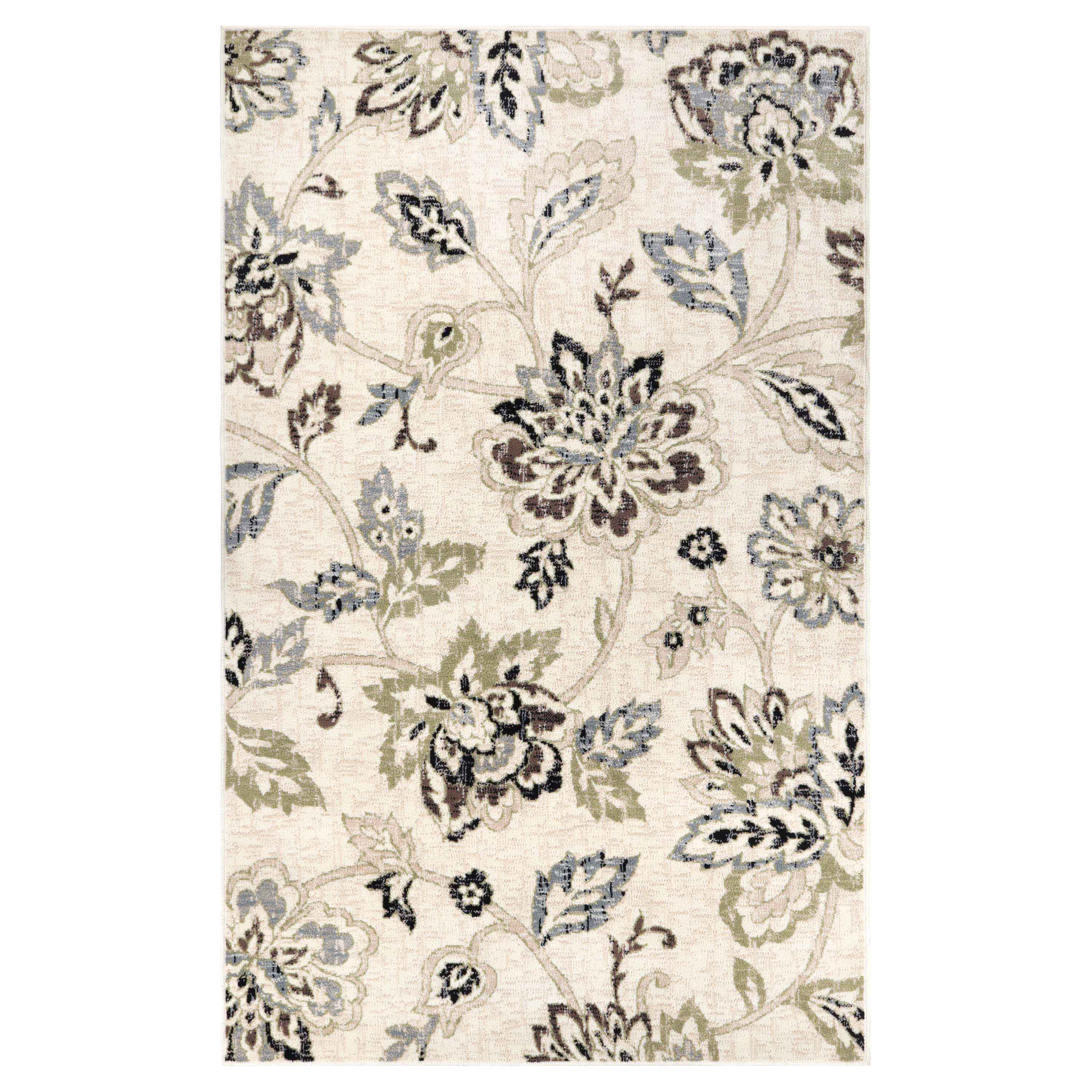 Jacobean Floral Modern Farmhouse Indoor Area Rugs & Runner Rugs - Soft Non-Slip Living Room Bedroom Decor for Cozy Home