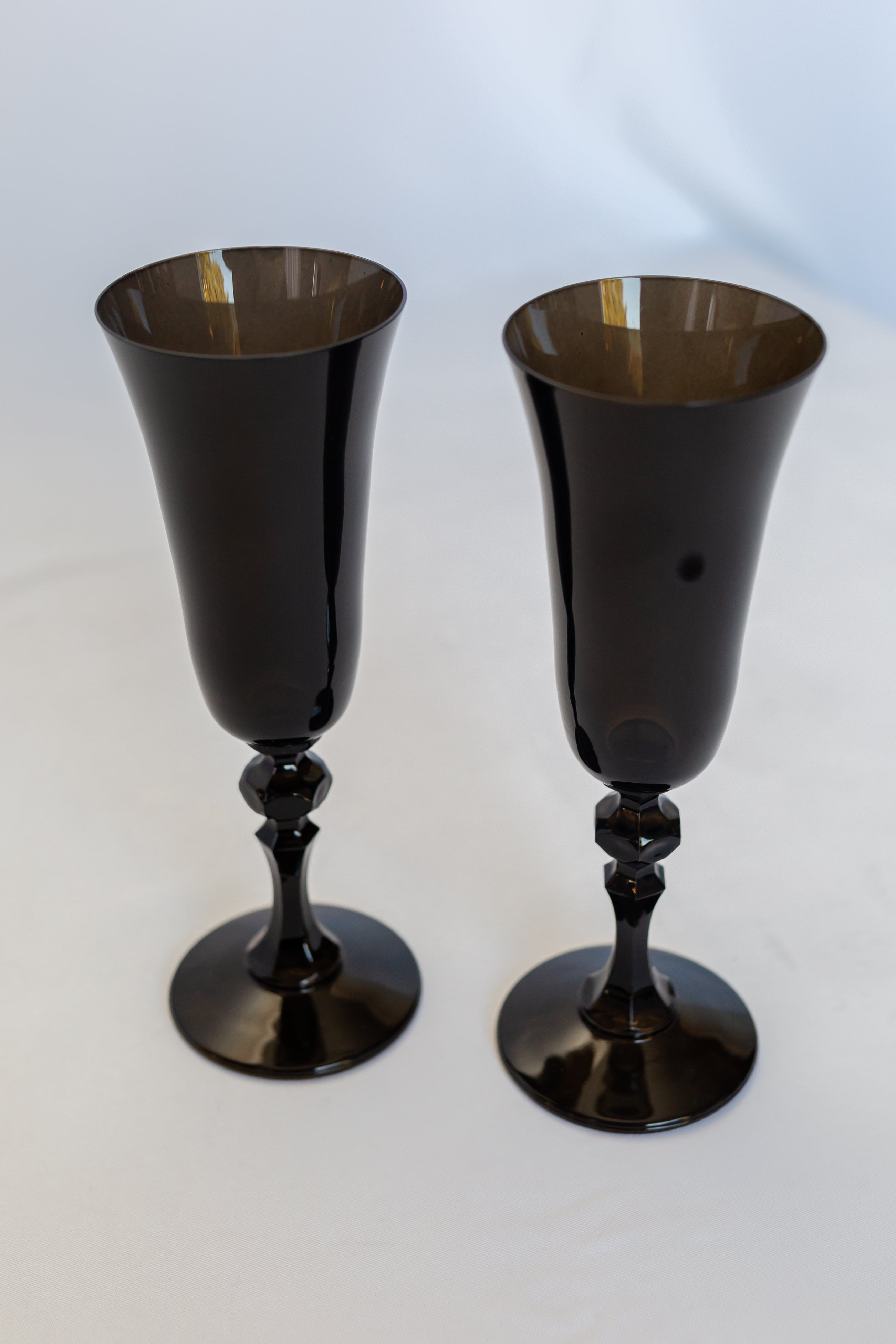 Estelle Colored Regal Flute Set of 2 - Elegant Black Glass Flutes for Champagne, Wine & Cocktails | Perfect for Weddings, Parties & Special Occasions