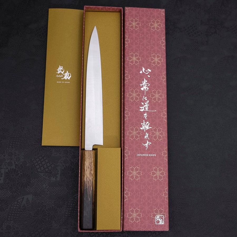 Premium Yanagiba Sushi Knife 240mm - AUS 8 Stainless Steel, Polished Blade with Traditional Yaki Urushi Handle - Perfect for Sushi Chefs & Japanese Cuisine Preparation