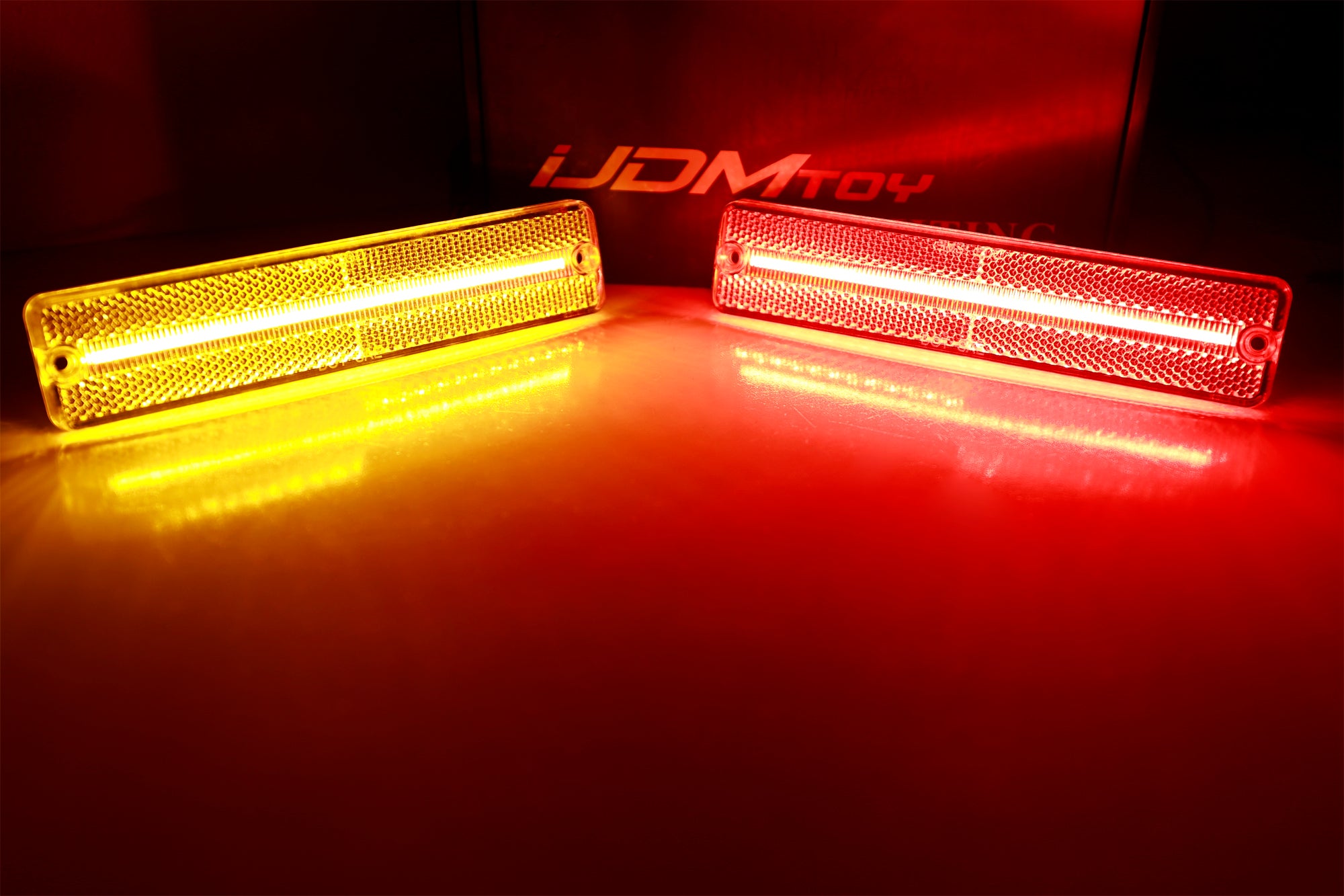 Clear Lens Amber/Red Full LED Strip Side Markers for 1984-1991 Jeep Grand Wagoneer - Durable Off-Road Lighting for Night Driving & Enhanced Visibility