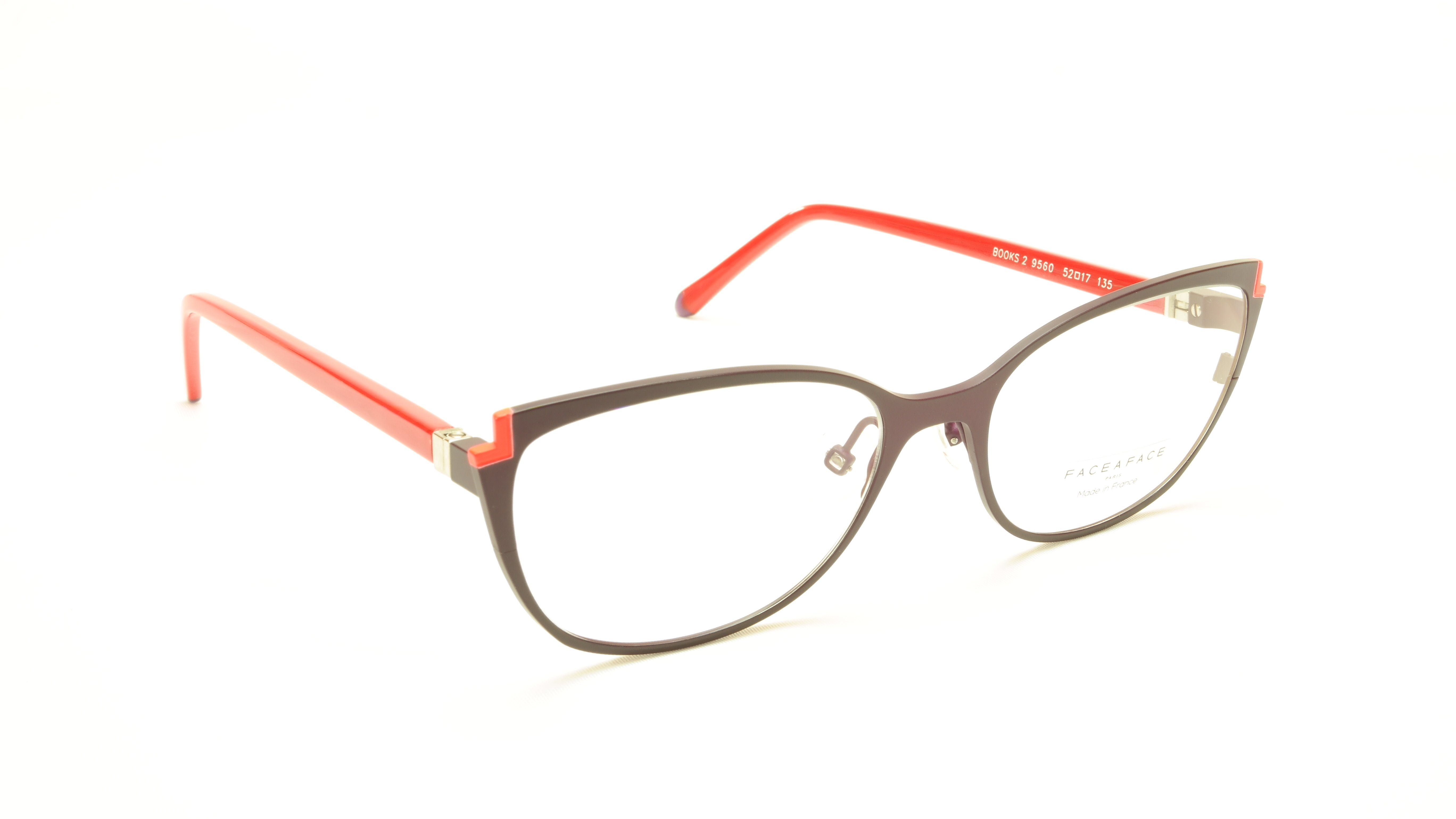 Face A Face Books 2 Col. 9560 Eyeglasses - French Made Acetate Frame (52-17-135) | Lightweight & Stylish for Reading, Work & Everyday Wear