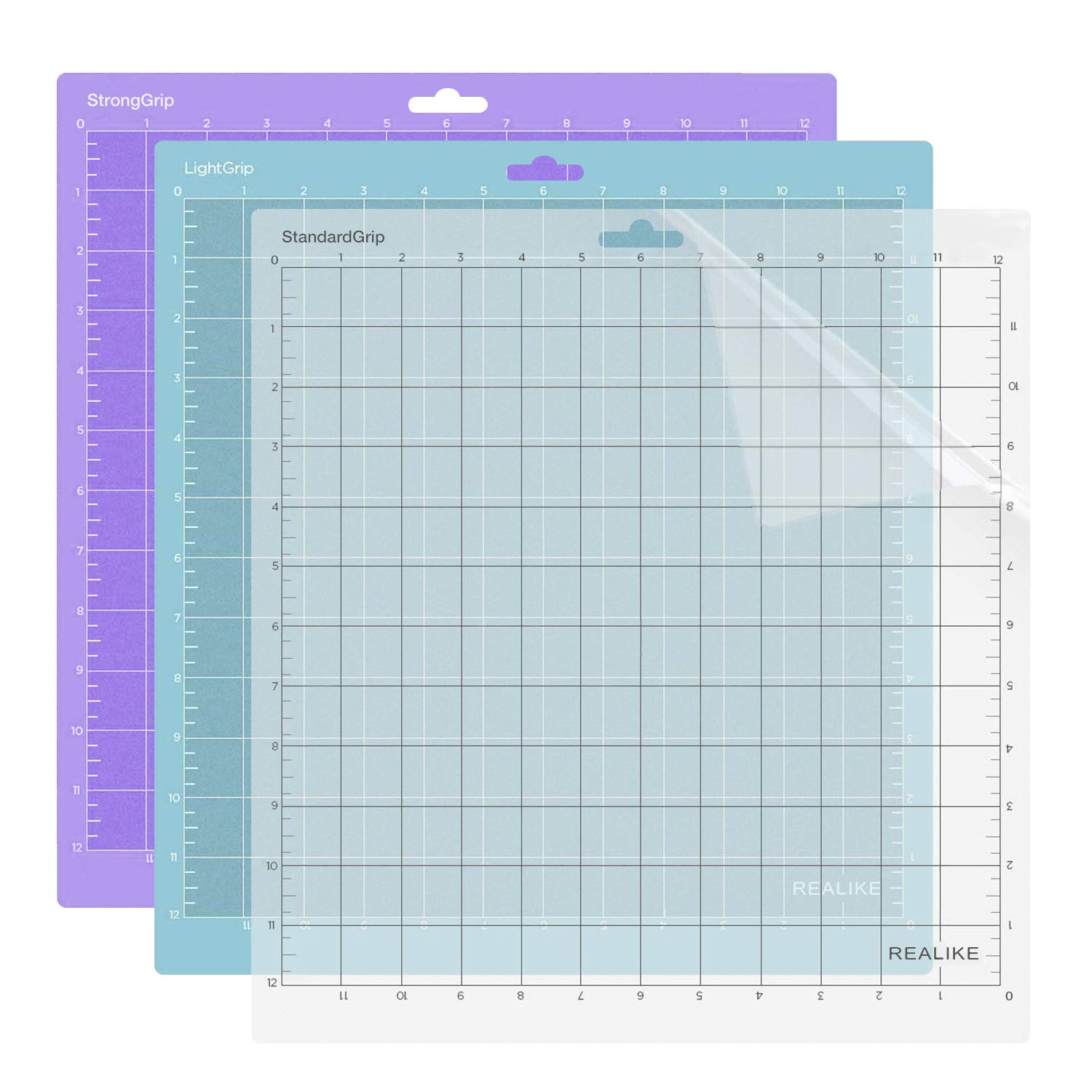 REALIKE 12x12 Inch Self-Healing Cutting Mat - 3 Pack for Cricut Maker 3, Maker, Explore 3, Air 2, Air & One - Non-Slip Gridded Craft Mat with Adhesive Backing - Perfect for DIY Projects, Scrapbooking, Quilting, Sewing & Paper Crafts (Variety Colors)