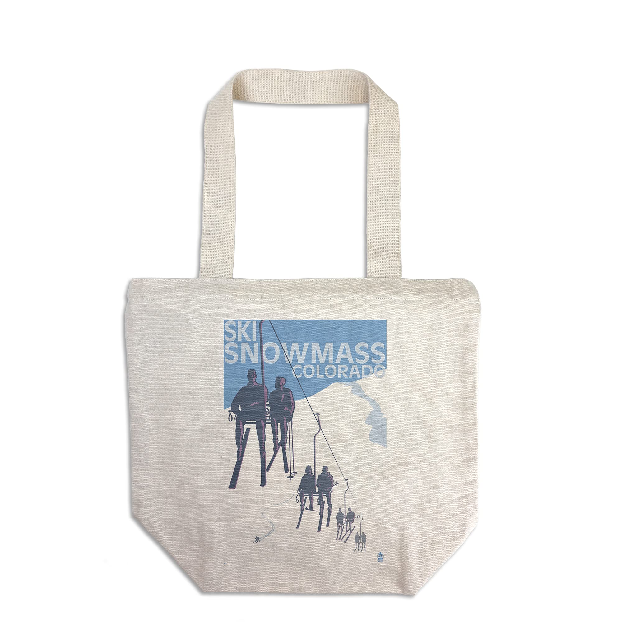 Lantern Press Snowmass Colorado Ski Lift Tote Bag - 100% Cotton Canvas Reusable Shopping Bag for Groceries, Beach & Travel