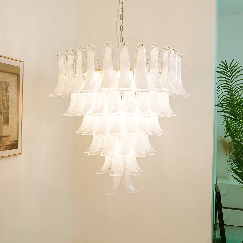 Handcrafted Murano Glass Petals Chandelier - Elegant Venetian Crystal Ceiling Light Fixture for Dining Room, Living Room & Bedroom Decor