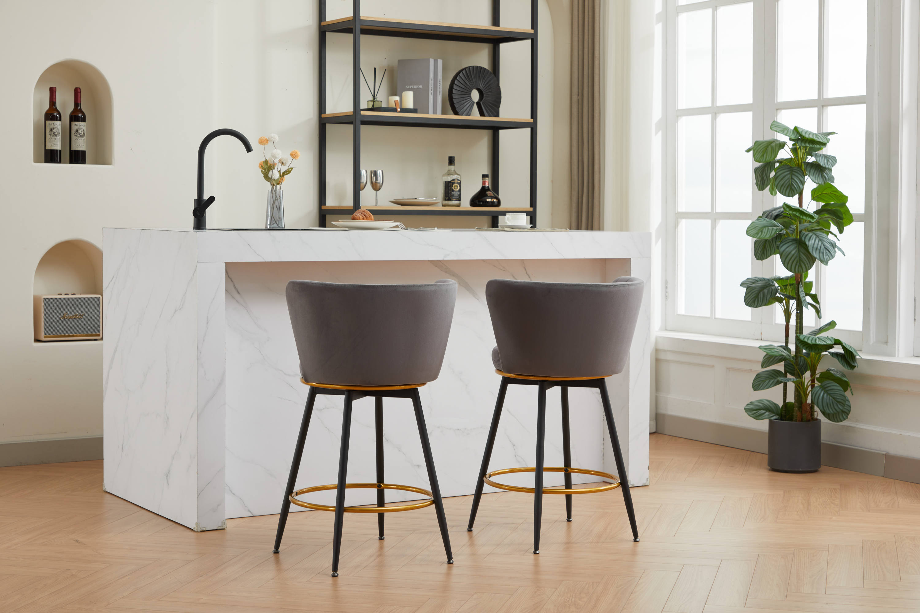Set of 2 Counter Height Bar Stools - 26