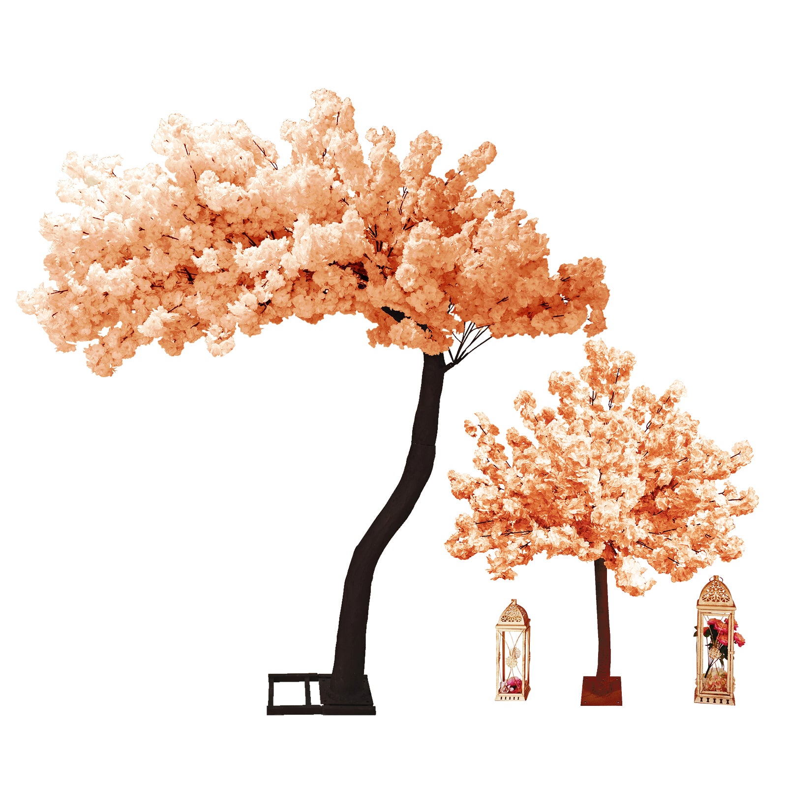 9.5ft Artificial Peach Cherry Blossom Tree Backdrop - Pink Flowering Tree for Photography, Wedding, Party Decor - Sturdy Metal Frame Stand with Realistic Branches