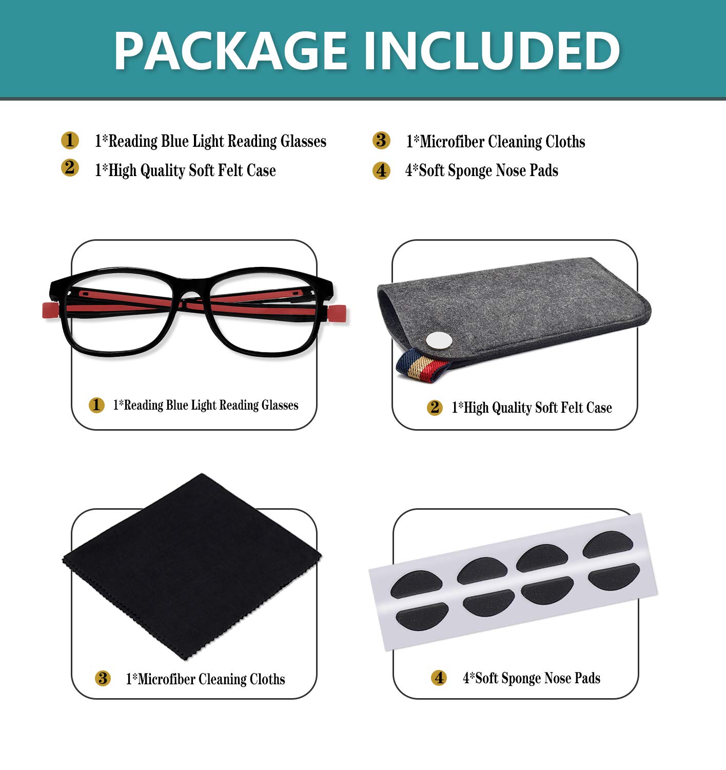 Blue Light Blocking Reading Glasses with Magnetic Nose Pads - Anti Glare Computer Glasses for Men & Women - Reduce Eye Strain for Office Work, Gaming & Screen Time