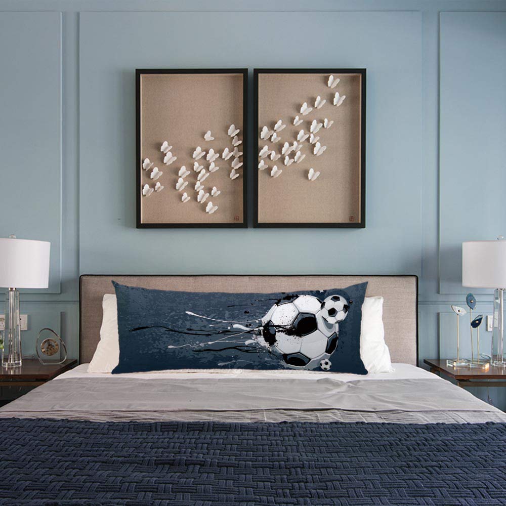20x54 Inch Football Soccer Body Cushion Pillow Cover with Zipper - Twin Sides Decorative Throw Pillow Case for Athletes - Perfect for Home, Couch, Sofa & Bed Decor | Great Sports Gift for Football Fans