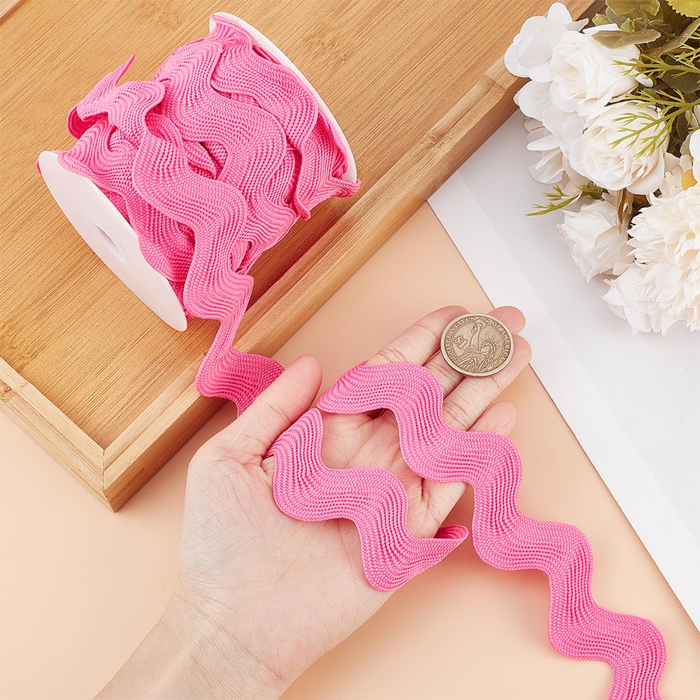 GORGECRAFT 10 Yards 1.5 Inch Wide Hot Pink Wave Fringe Trim - Curved Woven Braided Fabric Lace for Sewing, DIY Crafts, Wedding Dresses, Home Decor & Party Decorations | Perfect for Costume Design, Scrapbooking & Fashion Accessories