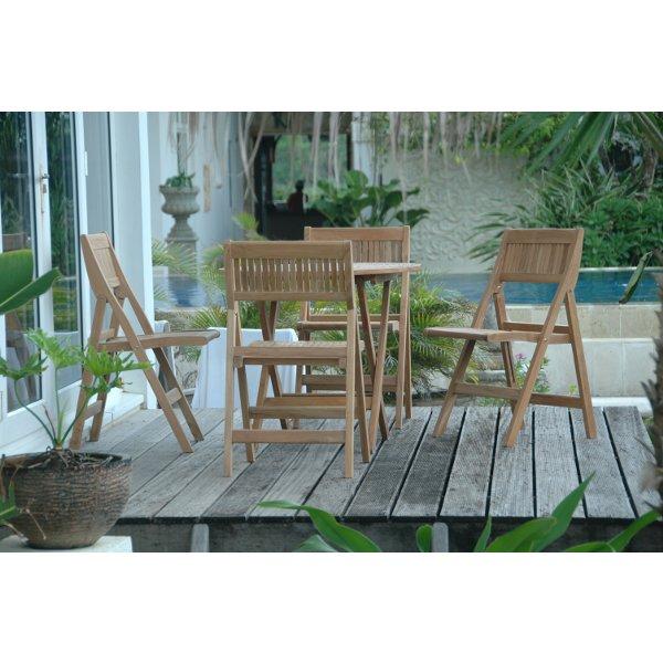 5-Piece Windsor Folding Round Bistro Set - Outdoor Patio Dining Table and Chairs for Garden, Balcony, or Backyard
