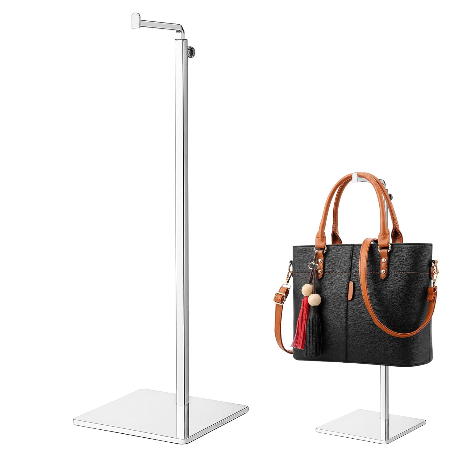 Adjustable Height Metal Handbag Display Stand - Purse Holder & Jewelry Organizer for Retail Stores, Boutiques & Home Closet Organization