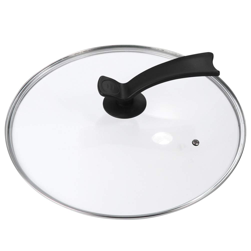 DOITOOL Tempered Glass Cookware Lid - Universal Round Pot Cover with Ergonomic Standing Handgrip - Heat Resistant Stovetop Lid for Saucepan, Frying Pan & Cooking Pot